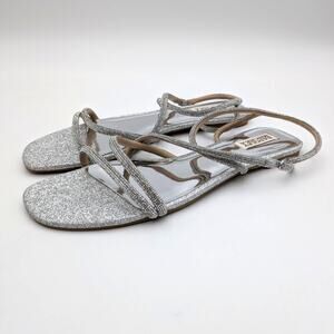 Badgley Mischka Collection Ivie Ankle Strap Sandal Womens Silver Sz US11M EU41.5